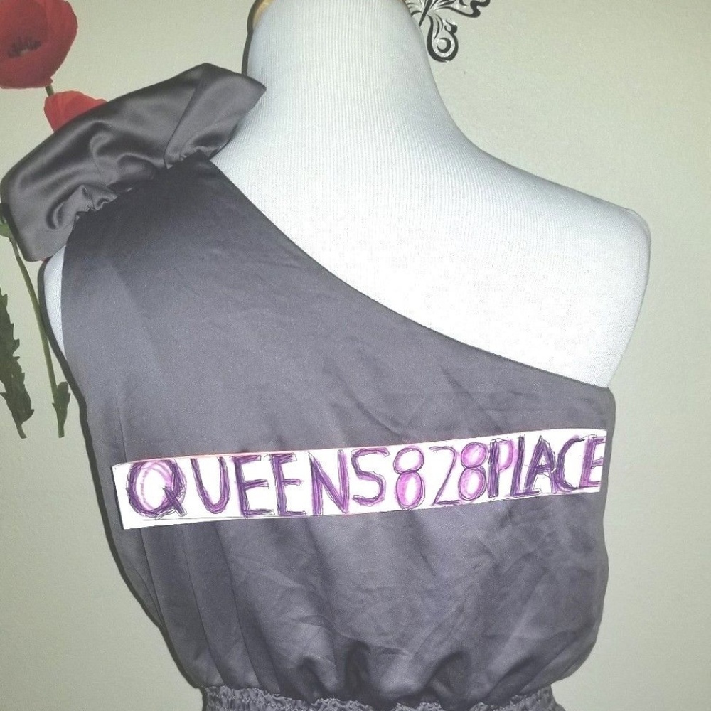 Charlotte Russe L Gray One Shoulder  Bow Top NWO - Picture 5 of 8